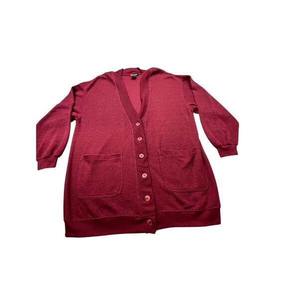 Vintage NY News Womens Small Burgundy Cardigan Sweater RN23243 (Fits like Large) - Picture 1 of 9